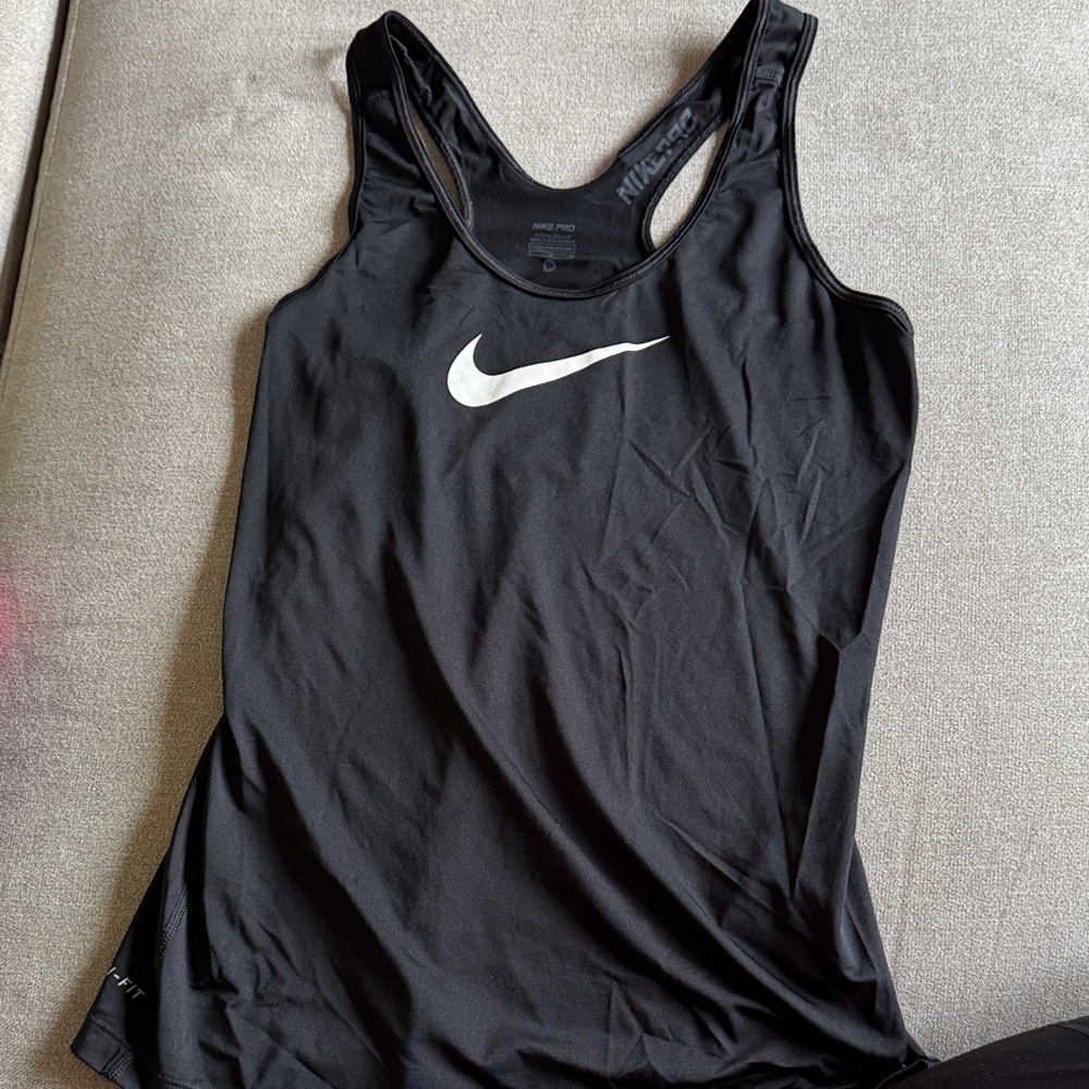Nike Women's Black and White Tank Top